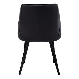 HomeRoots Set of Two Elegant Tufted Black Faux Leather Dining Arm Chairs for Modern Home Décor 490317
