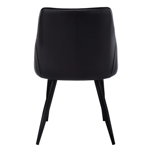 HomeRoots Set of Two Elegant Tufted Black Faux Leather Dining Arm Chairs for Modern Home Décor 490317