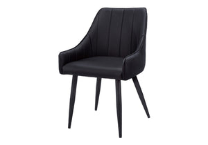 HomeRoots Set of Two Elegant Tufted Black Faux Leather Dining Arm Chairs for Modern Home Décor 490317