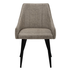 HomeRoots Set of Two Stylish Tufted Taupe and Black Upholstered Dining Arm Chairs for Modern Interiors 490318