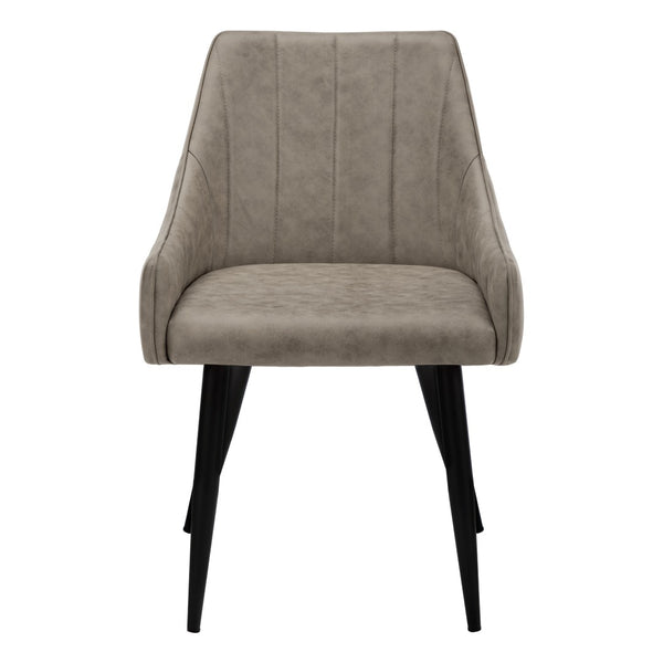 HomeRoots Set of Two Stylish Tufted Taupe and Black Upholstered Dining Arm Chairs for Modern Interiors 490318