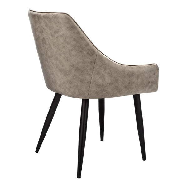 HomeRoots Set of Two Stylish Tufted Taupe and Black Upholstered Dining Arm Chairs for Modern Interiors 490318