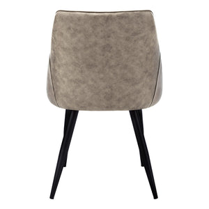 HomeRoots Set of Two Stylish Tufted Taupe and Black Upholstered Dining Arm Chairs for Modern Interiors 490318