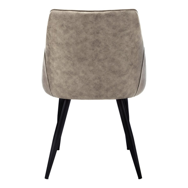 HomeRoots Set of Two Stylish Tufted Taupe and Black Upholstered Dining Arm Chairs for Modern Interiors 490318