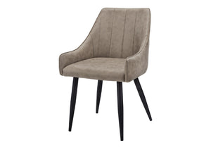 HomeRoots Set of Two Stylish Tufted Taupe and Black Upholstered Dining Arm Chairs for Modern Interiors 490318