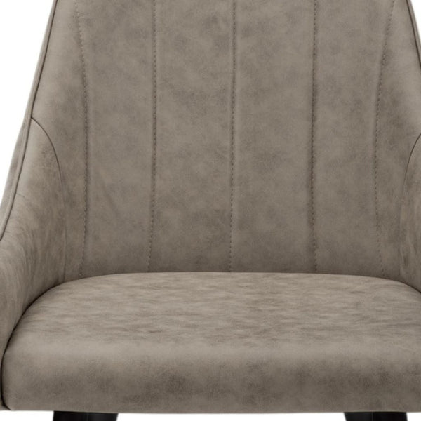 HomeRoots Set of Two Stylish Tufted Taupe and Black Upholstered Dining Arm Chairs for Modern Interiors 490318