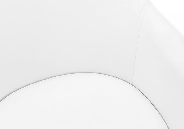 HomeRoots Set of Two Stylish White Faux Leather Dining Arm Chairs with Silver Metal Legs for Modern Spaces 490320