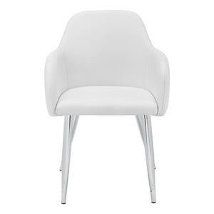 Homeroots Set Of Two Stylish White & Silver Faux Leather Dining Arm Chairs For Elegant Entertaining   490320