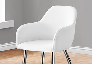 Homeroots Set Of Two Stylish White & Silver Faux Leather Dining Arm Chairs For Elegant Entertaining   490320