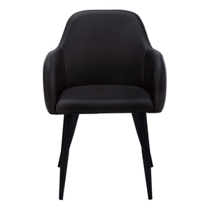 HomeRoots Set of Two Stylish Black Faux Leather Dining Arm Chairs – Comfortable, Versatile Seating for Any Space 490321