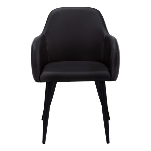 HomeRoots Set of Two Stylish Black Faux Leather Dining Arm Chairs – Comfortable, Versatile Seating for Any Space 490321