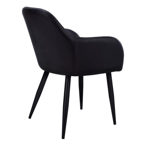 HomeRoots Set of Two Stylish Black Faux Leather Dining Arm Chairs – Comfortable, Versatile Seating for Any Space 490321