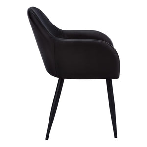 HomeRoots Set of Two Stylish Black Faux Leather Dining Arm Chairs – Comfortable, Versatile Seating for Any Space 490321