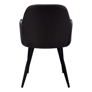 HomeRoots Set of Two Stylish Black Faux Leather Dining Arm Chairs – Comfortable, Versatile Seating for Any Space 490321