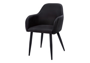 HomeRoots Set of Two Stylish Black Faux Leather Dining Arm Chairs – Comfortable, Versatile Seating for Any Space 490321
