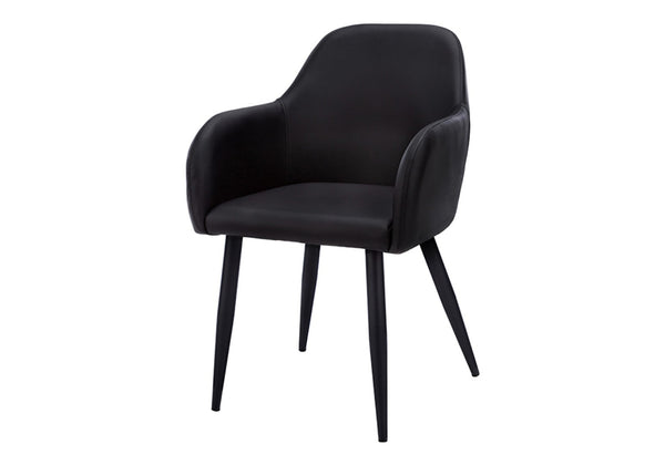 HomeRoots Set of Two Stylish Black Faux Leather Dining Arm Chairs – Comfortable, Versatile Seating for Any Space 490321