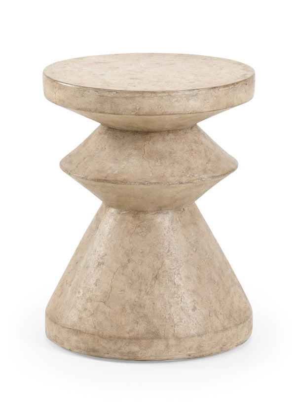 Wildwood Triptic Sculptural Stool — Lightweight Concrete-Look Side Table, 18"H Tripod Pedestal For Small Spaces 490342