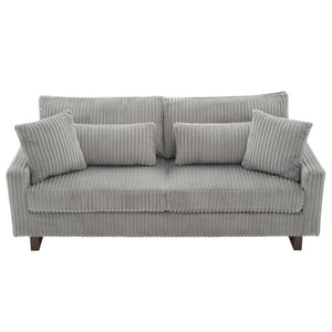 English Elm Modern Corduroy Upholstered Loveseat Sofa with Pocket Springs and Four Accent Pillows Grey N763S000040E