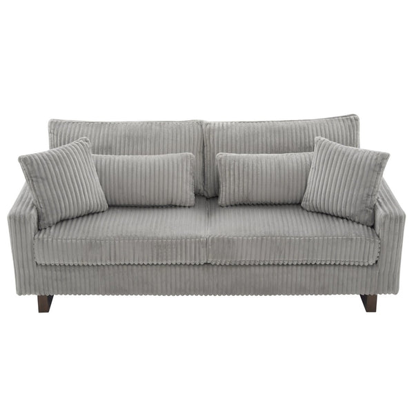 English Elm Modern Corduroy Upholstered Loveseat Sofa with Pocket Springs and Four Accent Pillows Grey N763S000040E