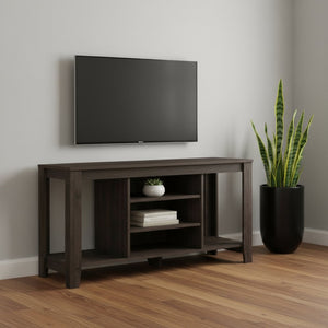 HomeRoots 48" Brown Open Shelving TV Stand for Stylish Organization & Easy Access to Media Devices & Decor 490353