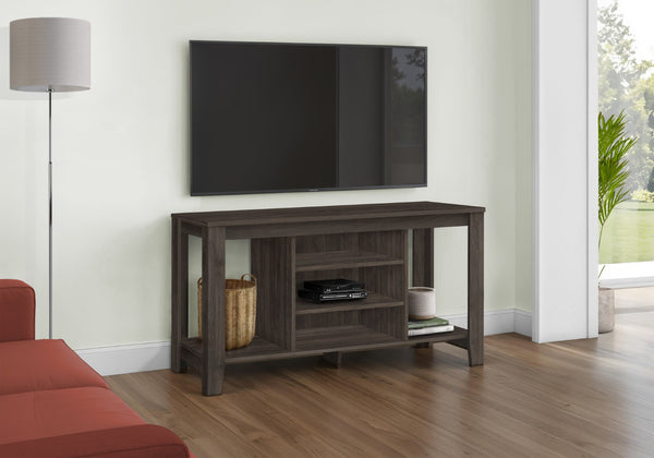 HomeRoots 48" Brown Open Shelving TV Stand for Stylish Organization & Easy Access to Media Devices & Decor 490353