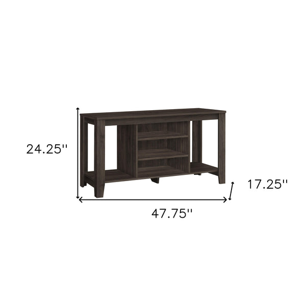 Homeroots 48" Brown Open Shelving Tv Stand  Manufactured Wood 490353