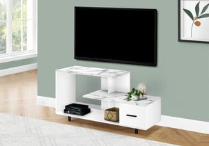 Homeroots 47" White Cabinet Enclosed Storage Tv Stand - Stylish, Versatile Furniture For Living Room & Office  Manufactured Wood 490356