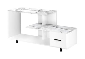 HomeRoots 47" White Cabinet TV Stand - Modern Enclosed Storage with Open Shelves for Living Room & Office Use 490356