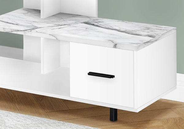 HomeRoots 47" White Cabinet TV Stand - Modern Enclosed Storage with Open Shelves for Living Room & Office Use 490356