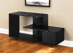 Homeroots 47" Stylish Black Cabinet Tv Stand With Enclosed Storage And Open Display For Any Room Décor  Manufactured Wood 490357