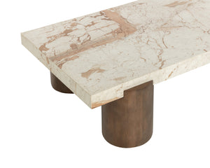 Sunpan Ardi Coffee Table - Exquisite Italian Crema Breccia Marble Top & Solid Mango Wood Legs For Luxury Living Cream Marble 111824