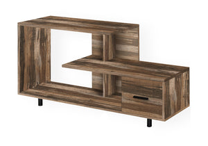HomeRoots 47" Elegant Brown Enclosed Storage TV Stand - Stylish Media Console with Open Shelves & Cabinets 490358