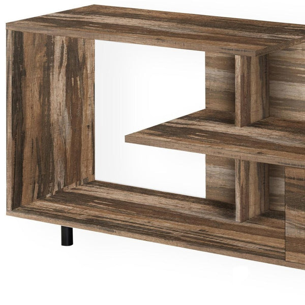 HomeRoots 47" Elegant Brown Enclosed Storage TV Stand - Stylish Media Console with Open Shelves & Cabinets 490358