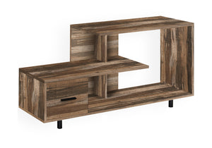 HomeRoots 47" Elegant Brown Enclosed Storage TV Stand - Stylish Media Console with Open Shelves & Cabinets 490358