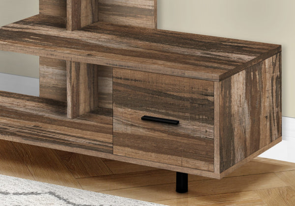HomeRoots 47" Elegant Brown Enclosed Storage TV Stand - Stylish Media Console with Open Shelves & Cabinets 490358