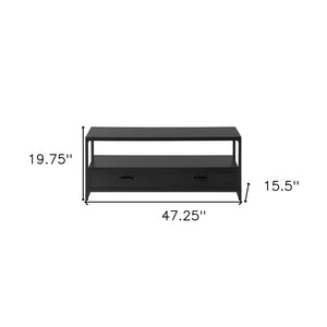 Homeroots 47" Stylish Black Cabinet Tv Stand With Enclosed Storage And Open Display For Any Room Décor  Manufactured Wood 490359