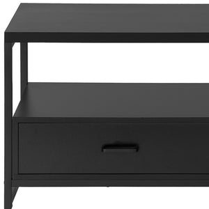 Homeroots 47" Stylish Black Cabinet Tv Stand With Enclosed Storage And Open Display For Any Room Décor  Manufactured Wood 490359