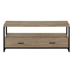 HomeRoots 47" Deep Taupe Cabinet TV Stand with Sleek Design, Open Shelves & Concealed Storage for Media Clutter 490360