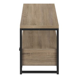 HomeRoots 47" Deep Taupe Cabinet TV Stand with Sleek Design, Open Shelves & Concealed Storage for Media Clutter 490360