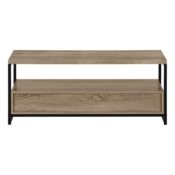 HomeRoots 47" Deep Taupe Cabinet TV Stand with Sleek Design, Open Shelves & Concealed Storage for Media Clutter 490360