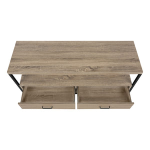HomeRoots 47" Deep Taupe Cabinet TV Stand with Sleek Design, Open Shelves & Concealed Storage for Media Clutter 490360