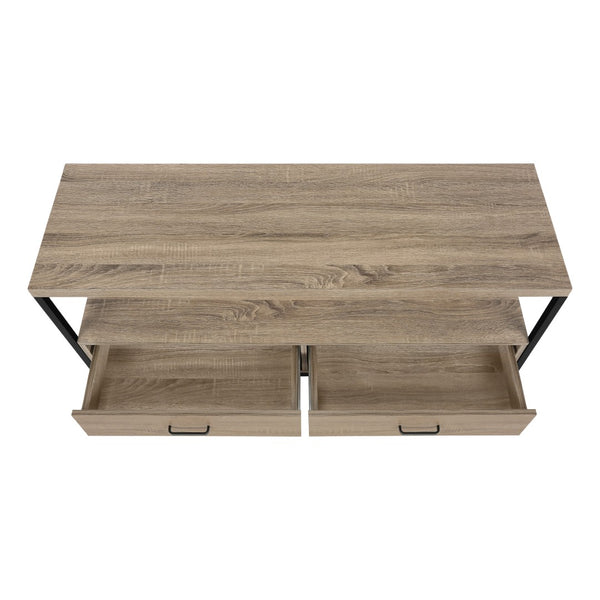 HomeRoots 47" Deep Taupe Cabinet TV Stand with Sleek Design, Open Shelves & Concealed Storage for Media Clutter 490360