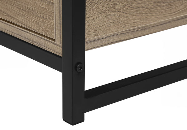 HomeRoots 47" Deep Taupe Cabinet TV Stand with Sleek Design, Open Shelves & Concealed Storage for Media Clutter 490360