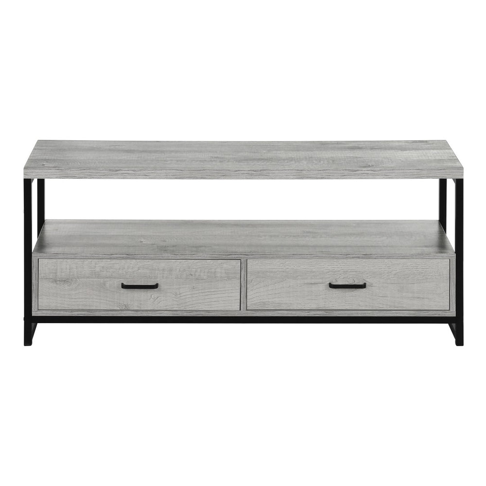 HomeRoots 47" Stylish Gray TV Stand - Modern Media Console with Enclosed Storage, Fits TVs Up to 43" 490361