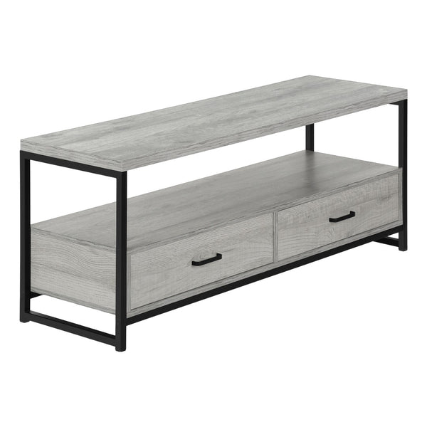 HomeRoots 47" Stylish Gray TV Stand - Modern Media Console with Enclosed Storage, Fits TVs Up to 43" 490361