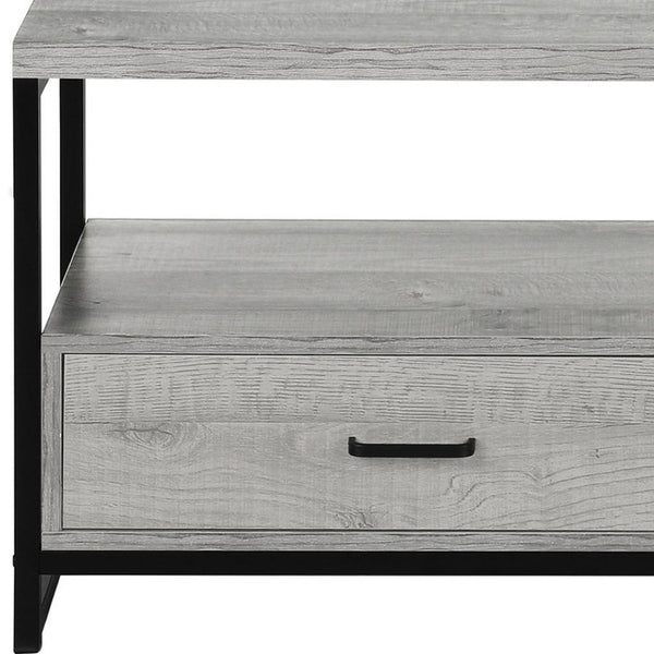 HomeRoots 47" Stylish Gray TV Stand - Modern Media Console with Enclosed Storage, Fits TVs Up to 43" 490361