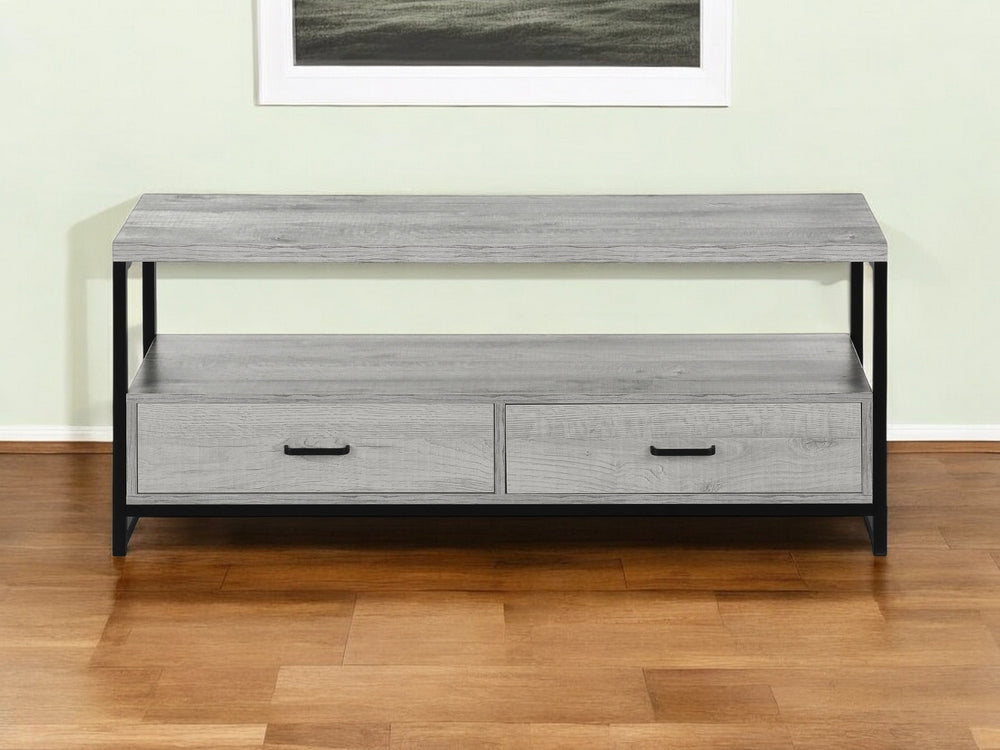 Homeroots 47" Gray Cabinet Enclosed Storage Tv Stand - Stylish, Versatile Furniture For Living Room & Office  Manufactured Wood 490361