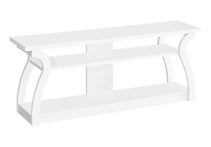 HomeRoots 60" White Wood Open Shelving TV Stand - Versatile Media Console for Modern Living & Stylish Display 490364