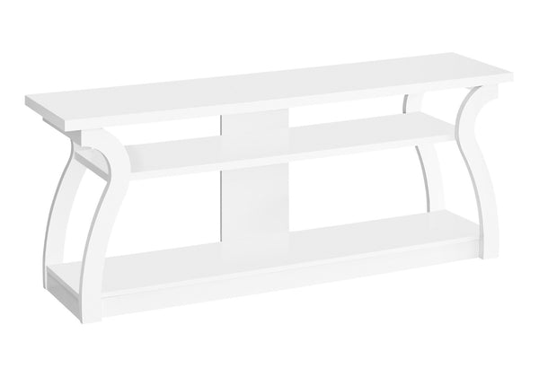 HomeRoots 60" White Wood Open Shelving TV Stand - Versatile Media Console for Modern Living & Stylish Display 490364