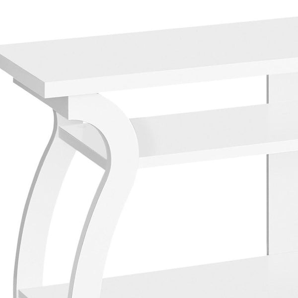 HomeRoots 60" White Wood Open Shelving TV Stand - Versatile Media Console for Modern Living & Stylish Display 490364
